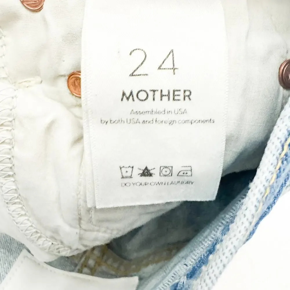 Mother Superior The Insider Crop Fray Thanks, Again Racer Denim Jeans Size 24 - Picture 7 of 11